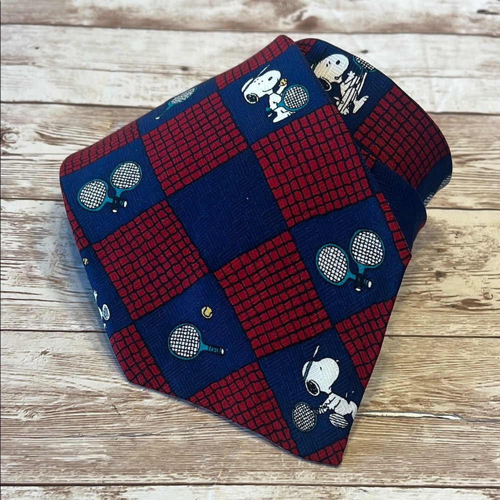 Snoopy Tennis Red and Blue Tie
